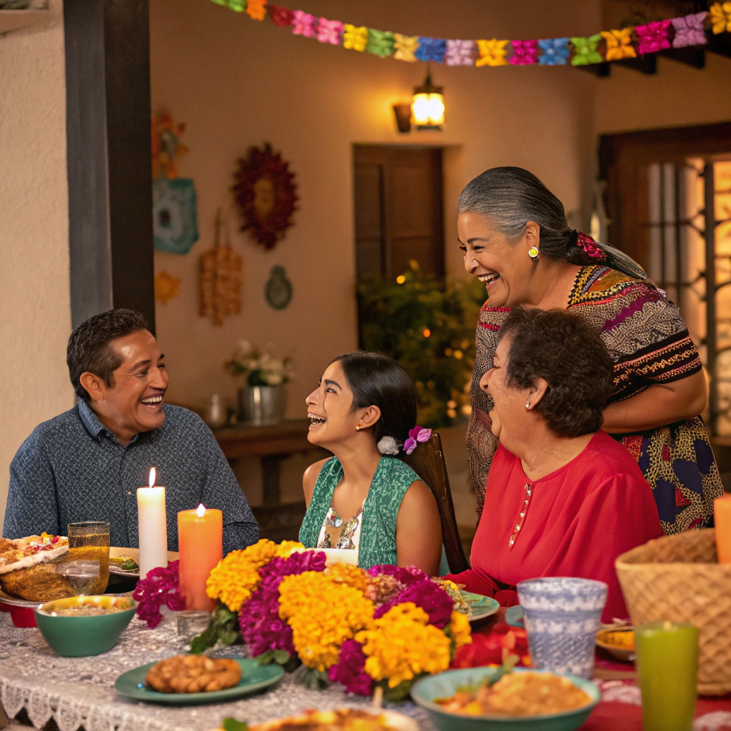 Family celebrating with a toast